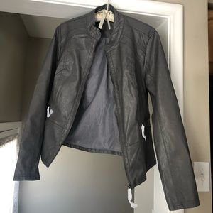 Women’s light grey moto jacket